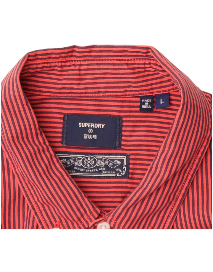 SUPERDRY Mens Shirt Large Red Pinstripe