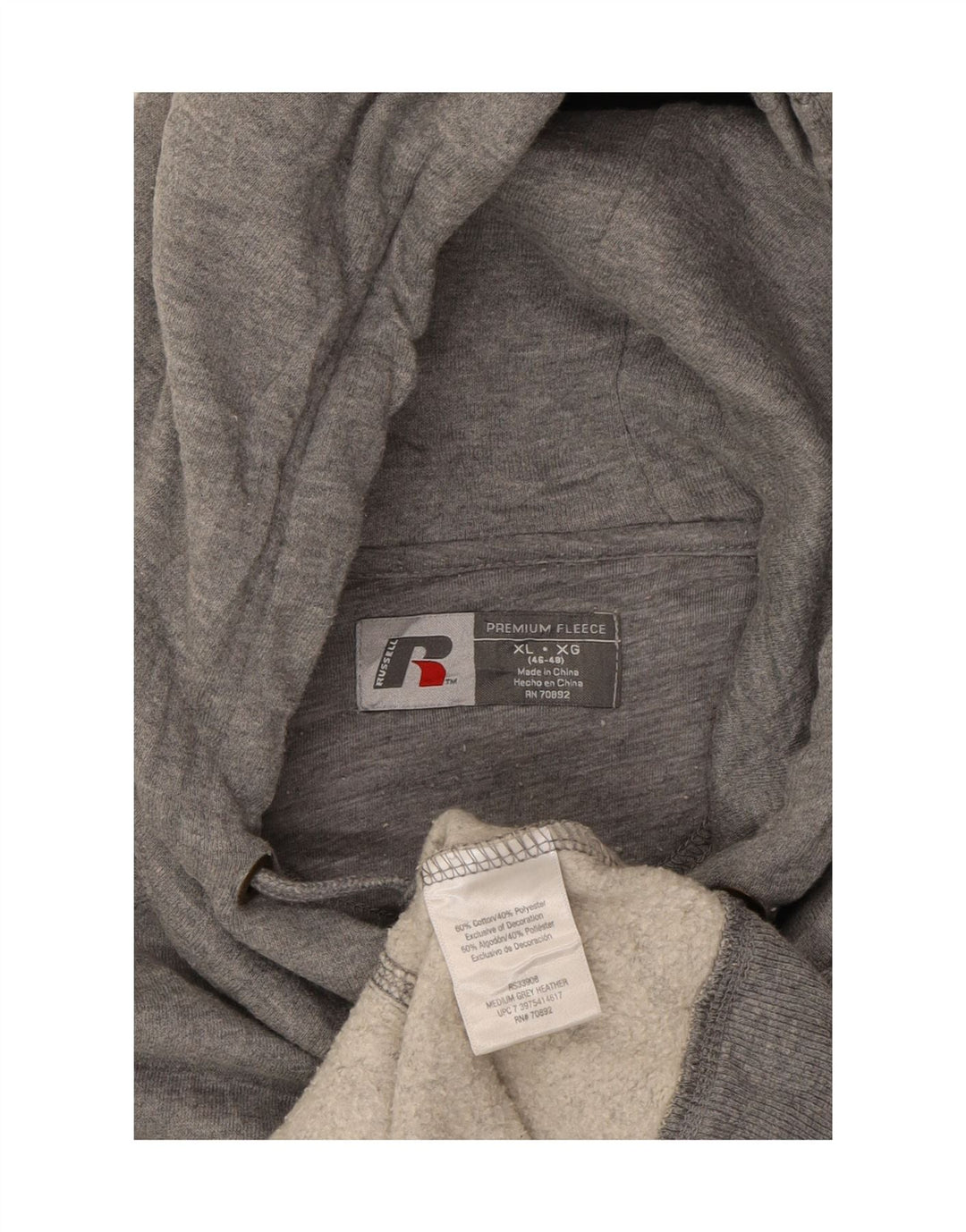 RUSSELL ATHLETIC Mens Zip Hoodie Sweater XL Grey Cotton Vintage Russell Athletic and Second-Hand Russell Athletic from Messina Hembry 