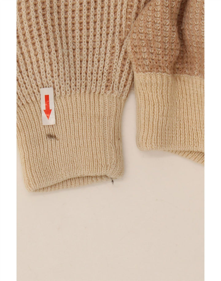 Oscar Forghieri Herre Crew Neck Jumper Sweater Medium Beige Stribet Uld