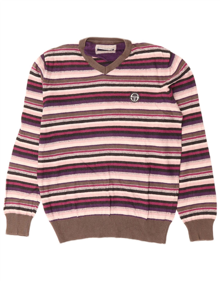 SERGIO TACCHINI Maglione da donna con scollo a V UK 14 medio multicolore