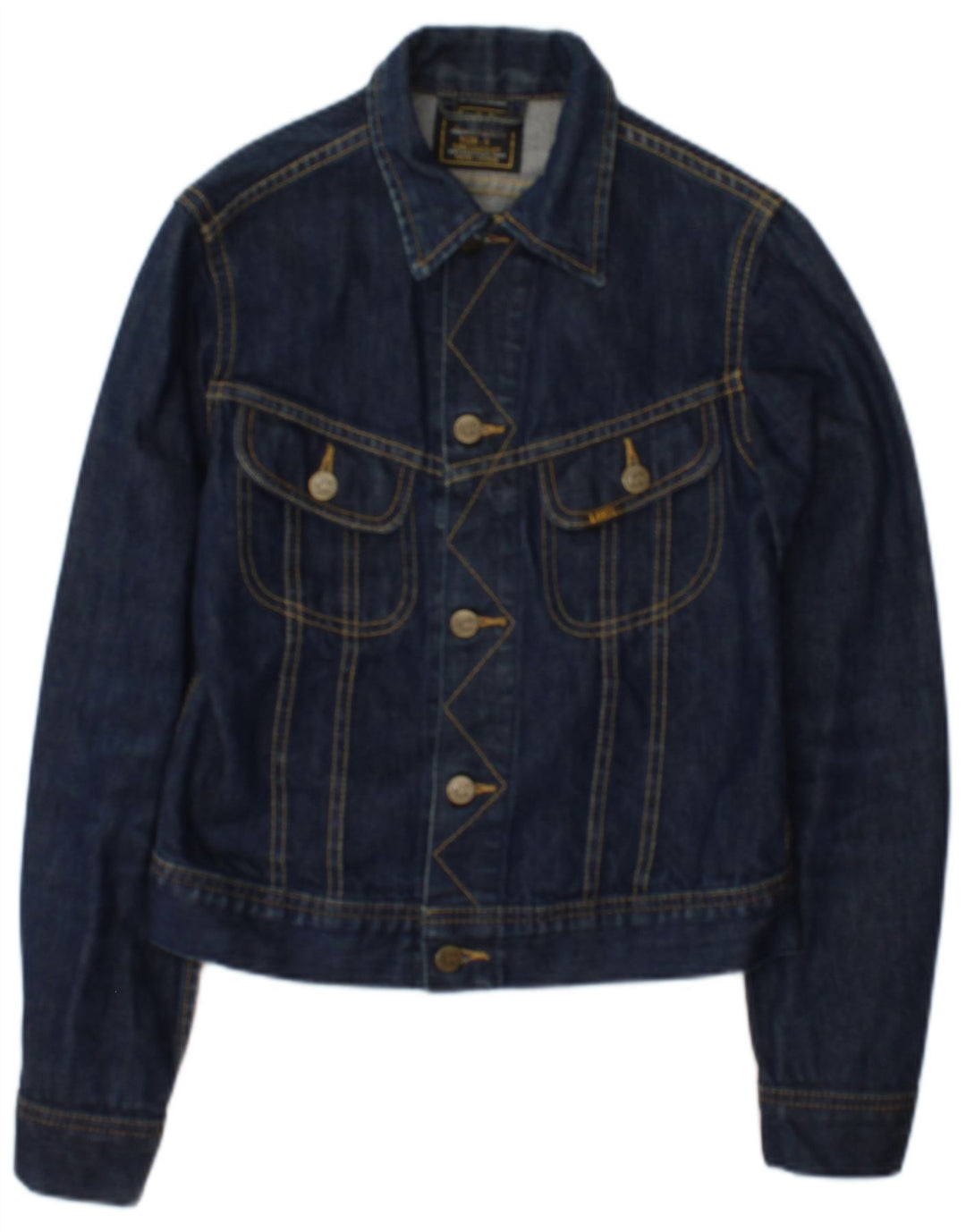 Lee Womens Denim Jacket UK 10 Small Navy Blue Cotton