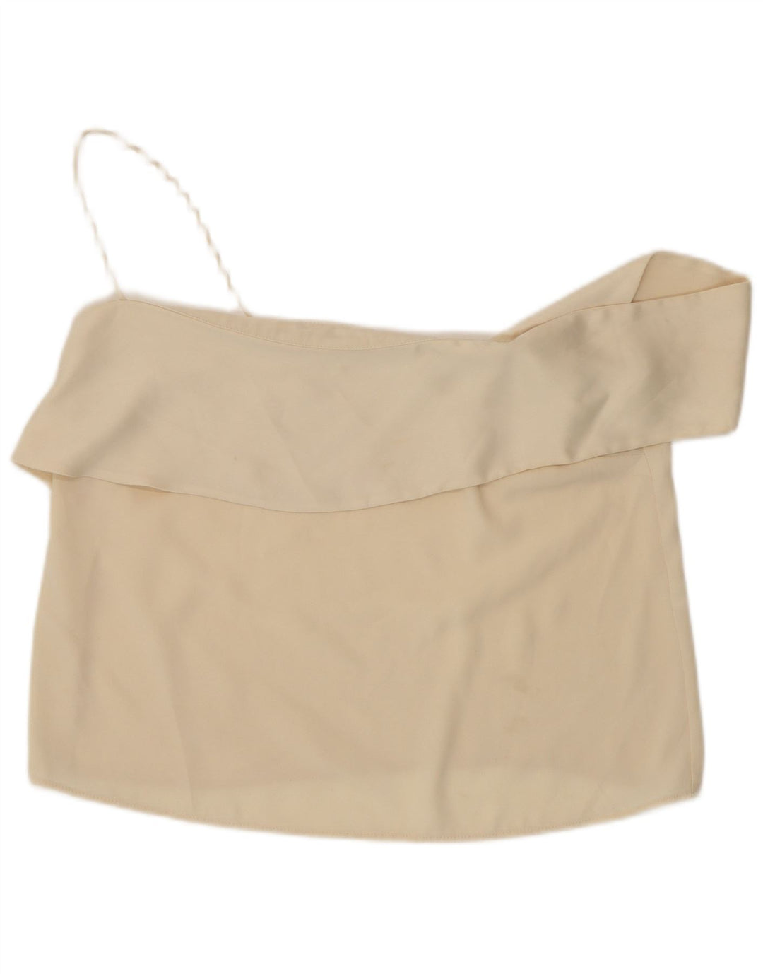 Zara Womens Crop One Shoulder Top UK 14 Large Off White