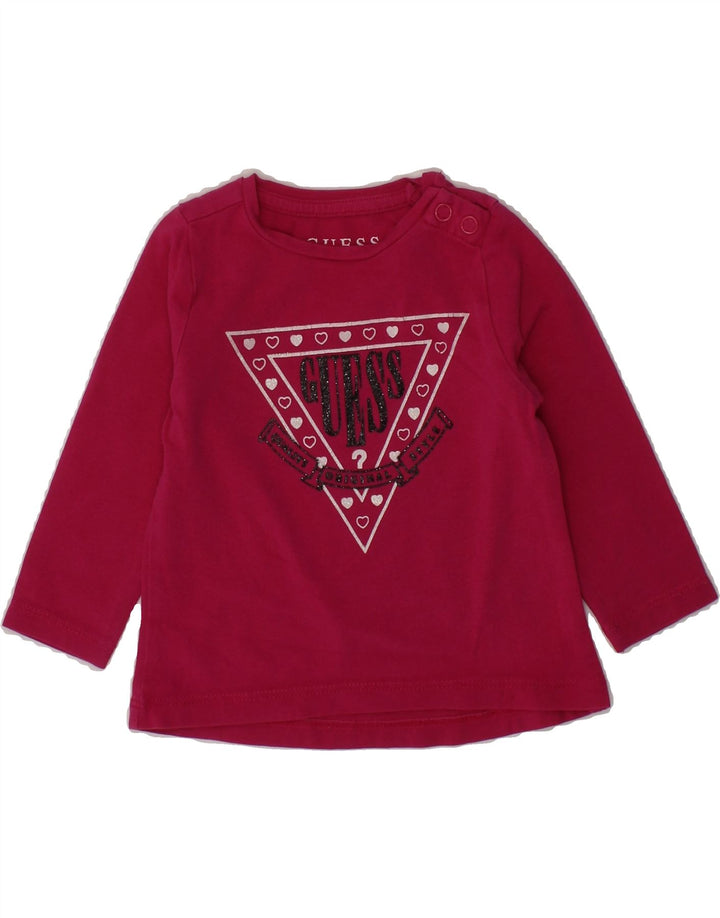 GUESS Baby Girls Graphic Top Long Sleeve 3-6 Months Pink Cotton Vintage Guess and Second-Hand Guess from Messina Hembry 