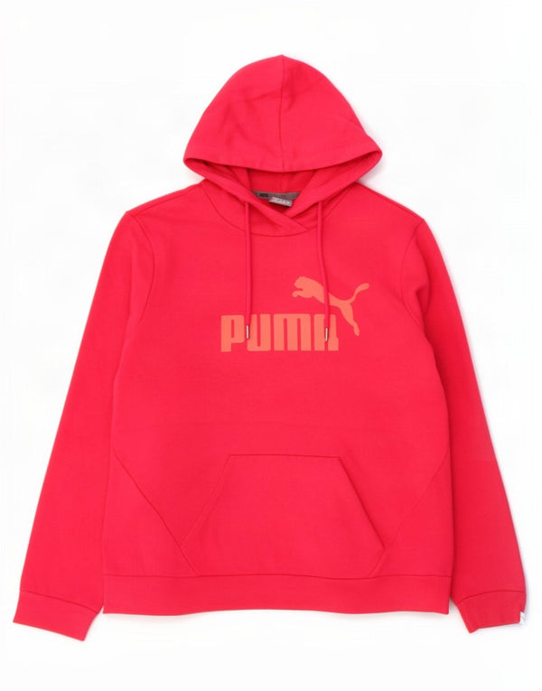 Puma Womens Graphic Hoodie Pullover UK 14 Mittelrosa Baumwolle
