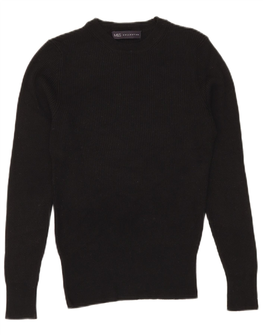 Marks & Spencer Womens Crew Neck Jumper Sweater UK 10 Small Black