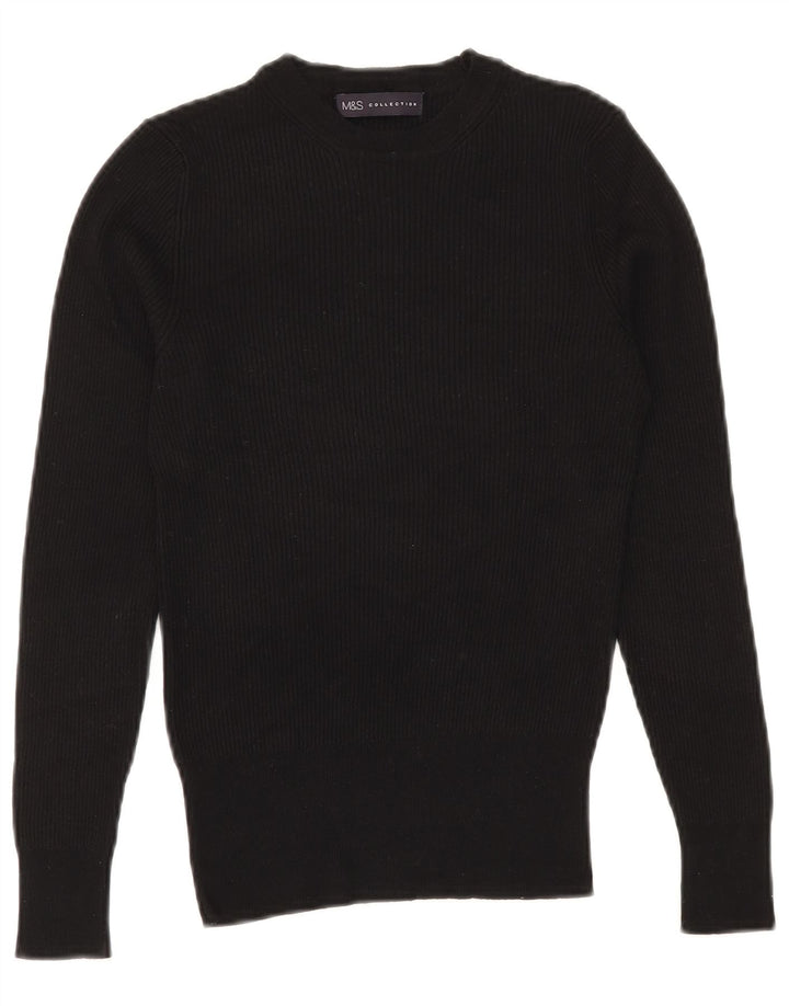 Marks & Spencer Womens Crew Neck Jumper Sweater UK 10 Small Black