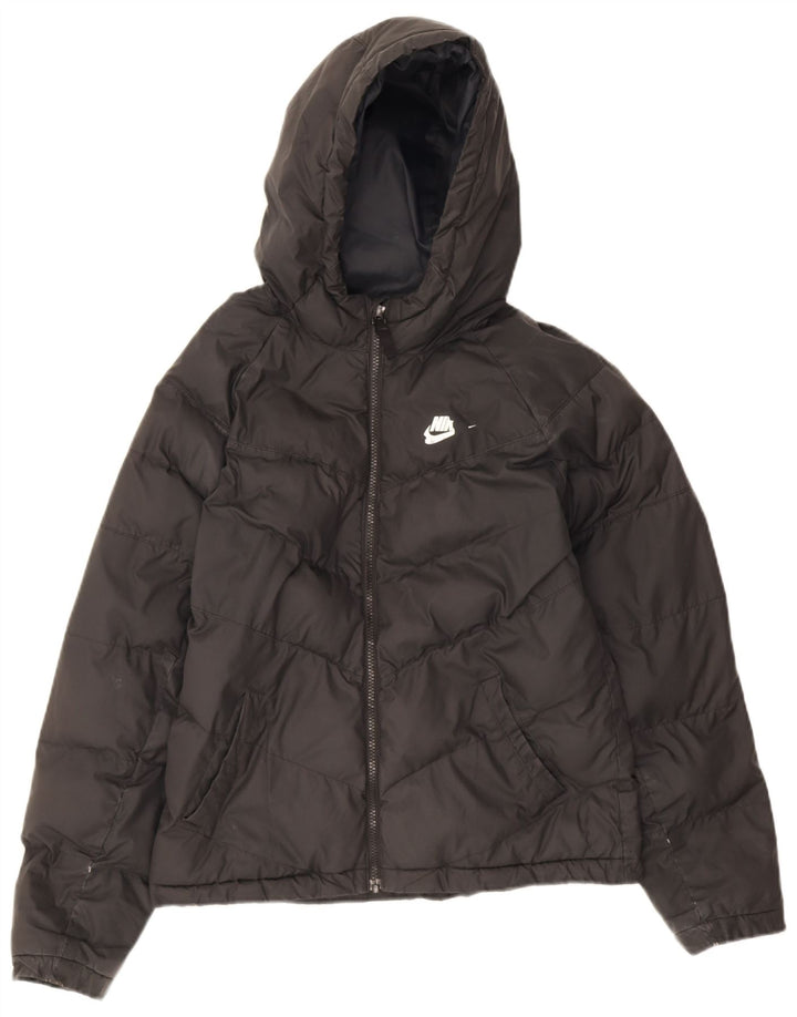 Nike Wattierte Jacke mit Kapuze für Jungen, 13–14 Jahre, XL, schwarzes Polyester