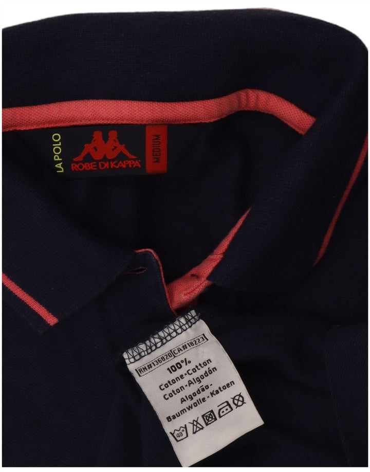 KAPPA Dame Polo Shirt UK 12 Medium Navy Blue Bomuld