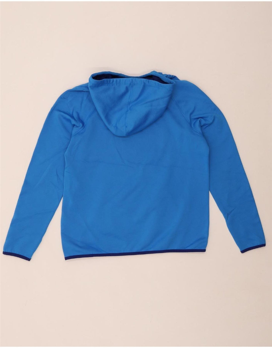 NIKE Womens Graphic Hoodie Jumper UK 14 Medium Blue Polyester