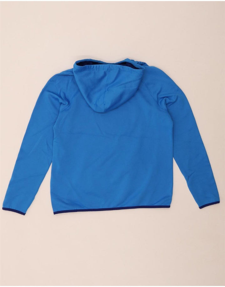 NIKE Womens Graphic Hoodie Jumper UK 14 Medium Blue Polyester