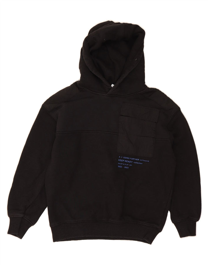 ZARA Boys Graphic Hoodie Jumper 9-10 Years Black Cotton Vintage Zara and Second-Hand Zara from Messina Hembry 