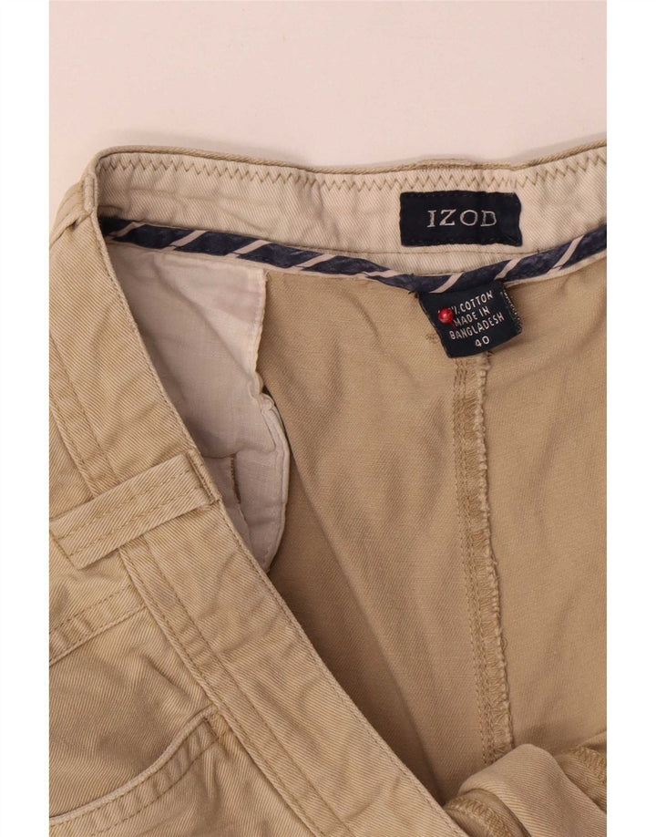 Izod Mens Cargo Shorts W40 XL Beige Cotton