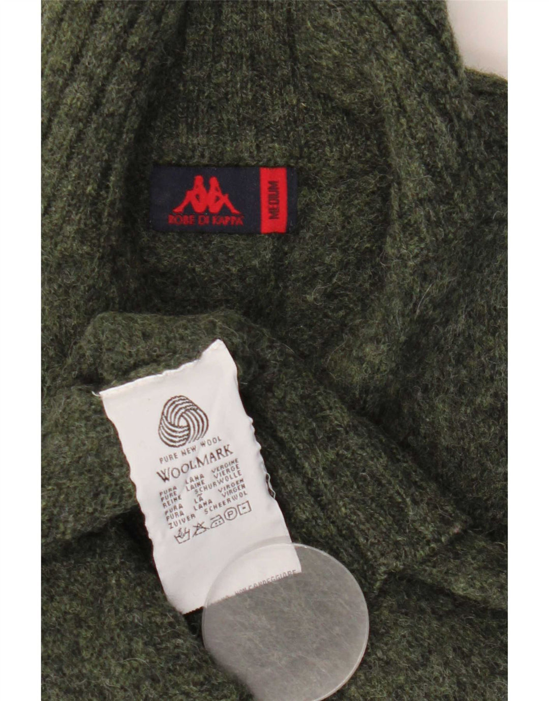 Kappa Womens Zip Neck Jumper Sweater UK 14 Medium Khaki Flecked Wool