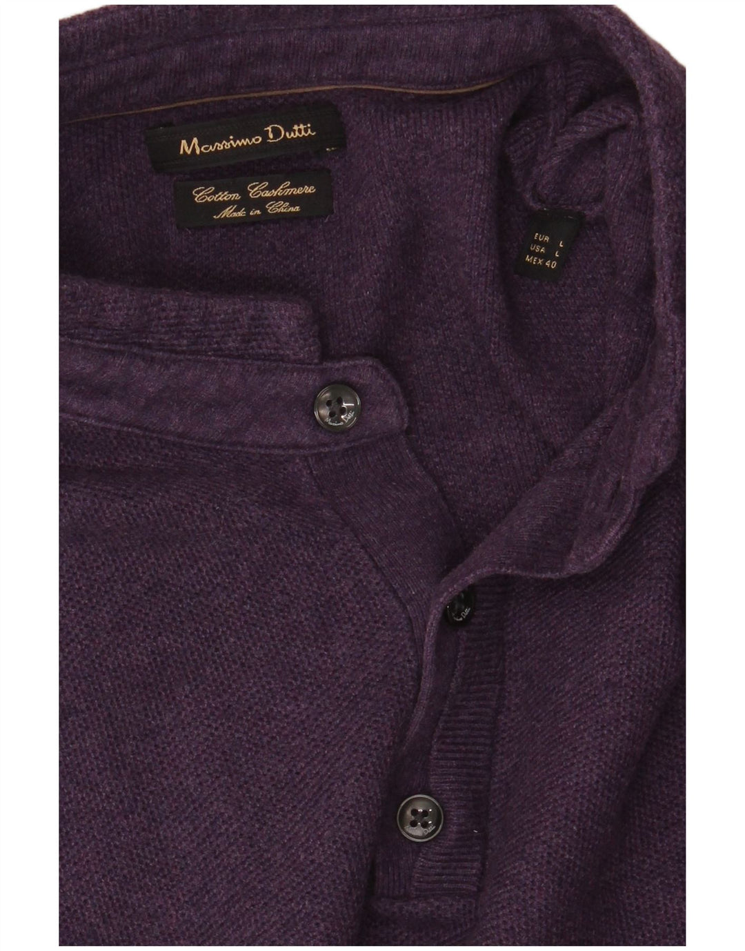 Massimo Dutti Mens Button Neck Jumper Sweater Large Purple