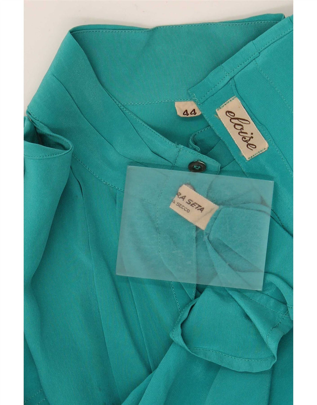 Blusa feminina vintage IT 44 seda turquesa média