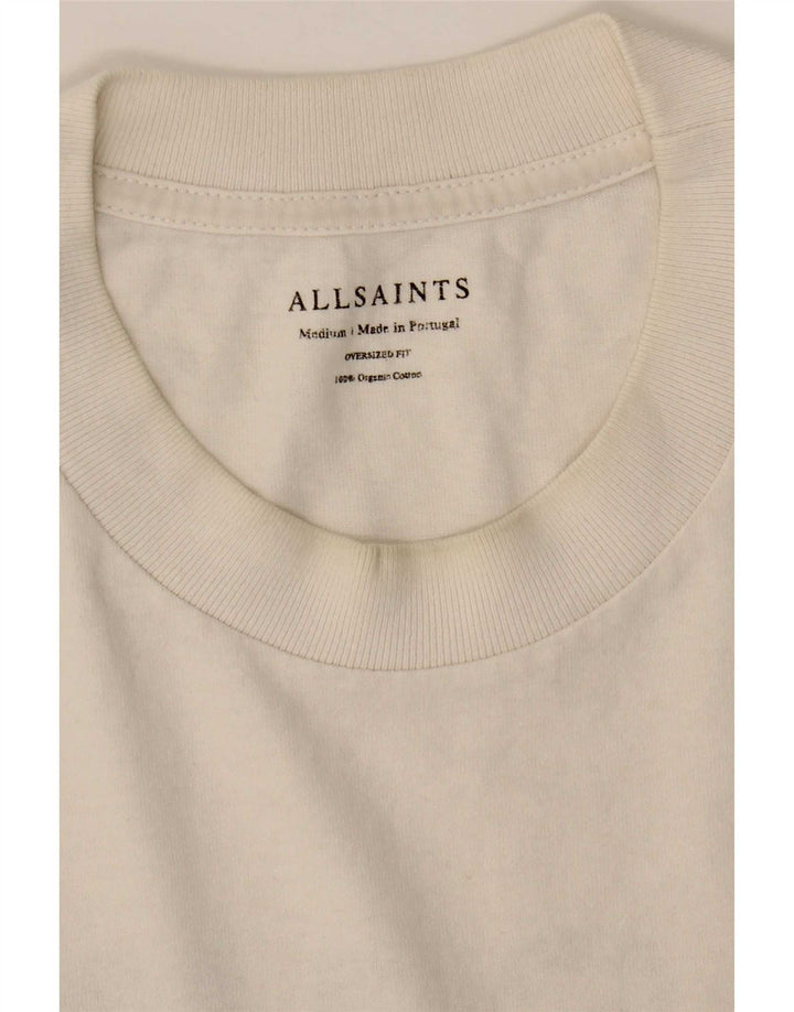 All Saints Mens Oversized Graphic T-Shirt Top Medium White Cotton