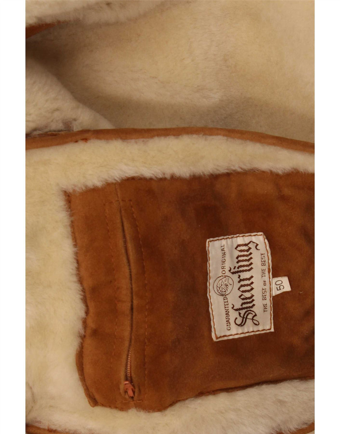 Vintage Mens Shearling Overcoat IT 50 Large Beige