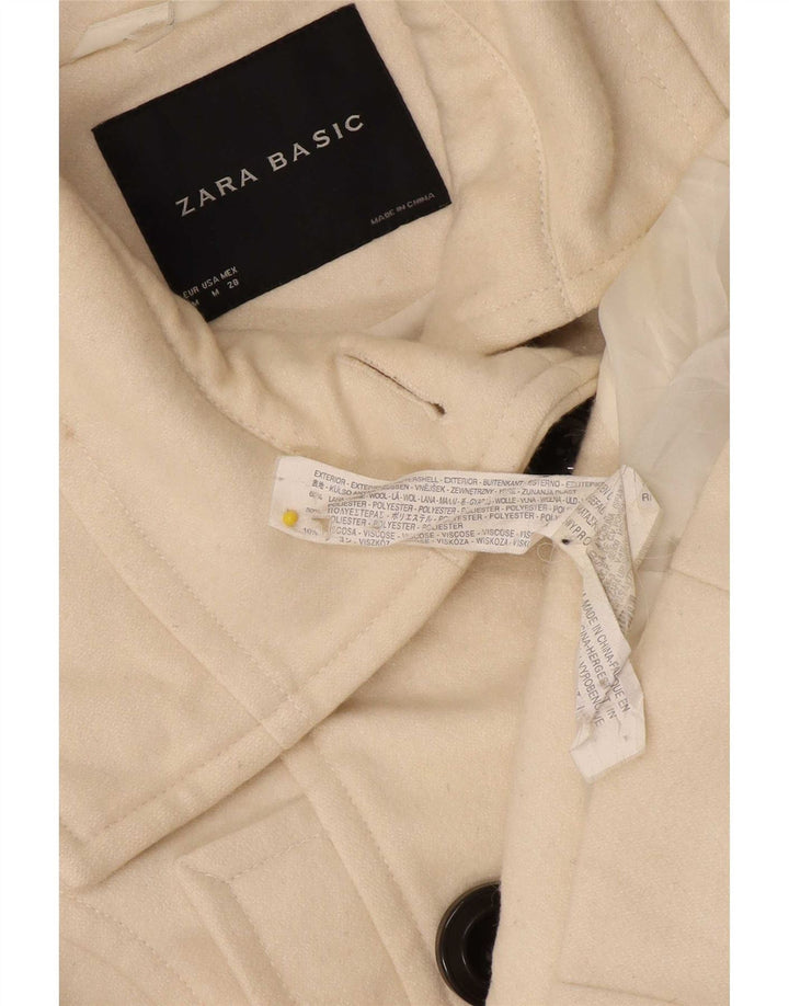 Zara Mujer Chaquetón UK 12 Mediano Lana Blanco Roto