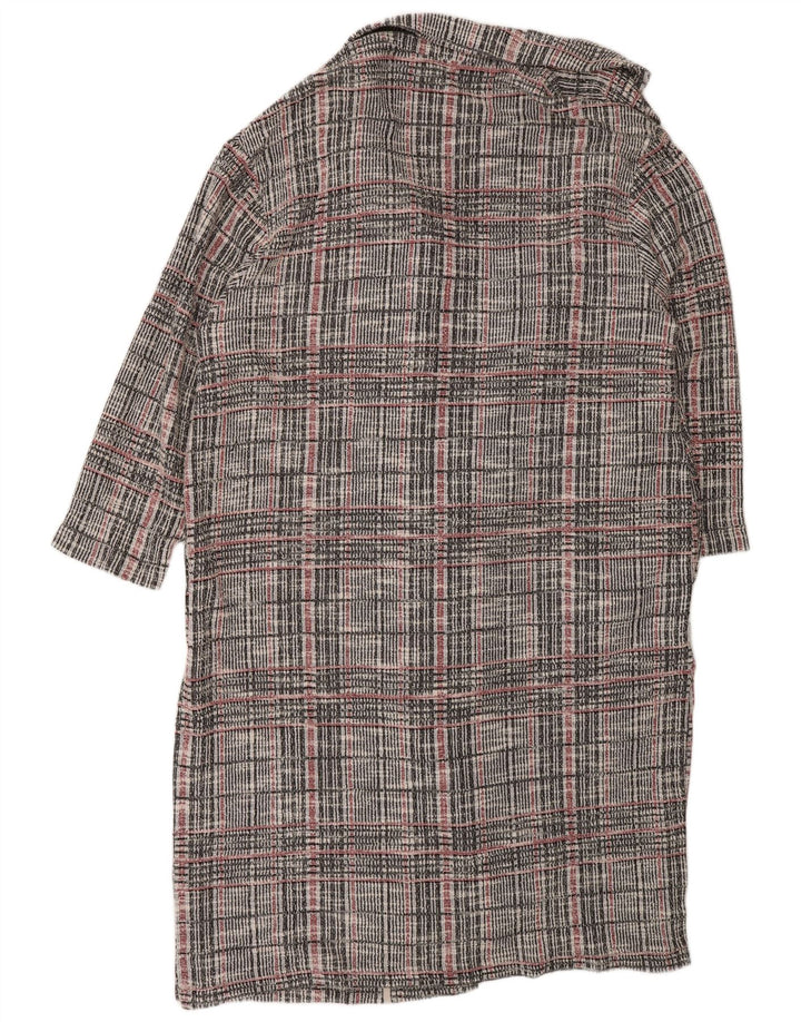 Marks & Spencer Womens Longline Cardigan Sweater UK 22 3XL Grey Check