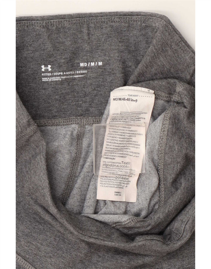 Under Armour Womens Crop Leggings UK 14 Medium Grey Colourblock Cotton