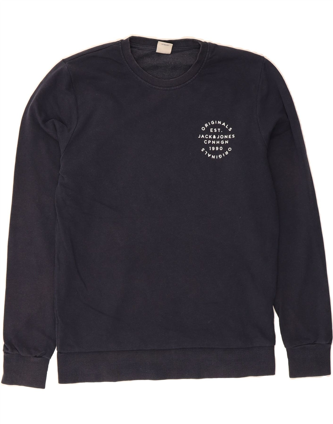 JACK & JONES Mens Sweatshirt Jumper Medium Navy Blue Cotton Vintage Jack & Jones and Second-Hand Jack & Jones from Messina Hembry 