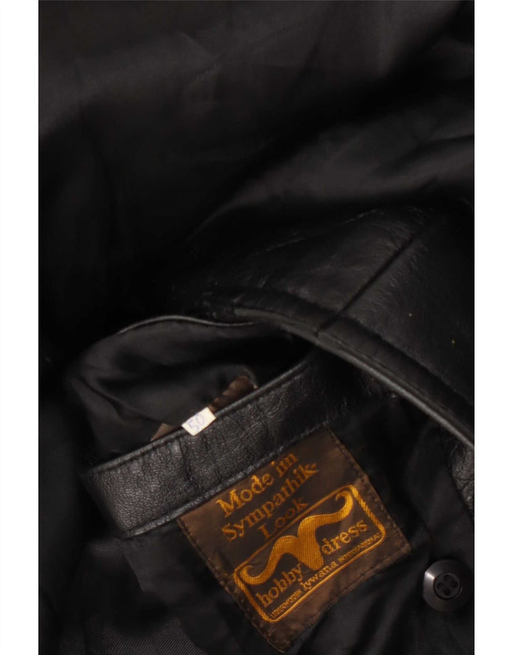 Casaco masculino vintage de couro com peito duplo IT 50 grande preto