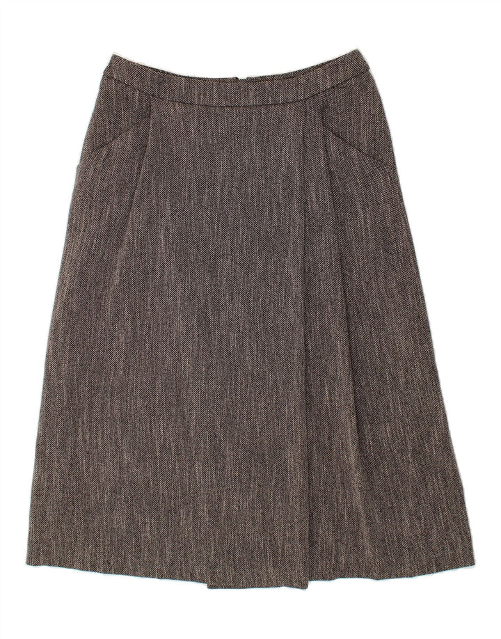 KLASS Womens A-Line Skirt UK 14 Large  Black Herringbone Polyester Vintage Klass and Second-Hand Klass from Messina Hembry 