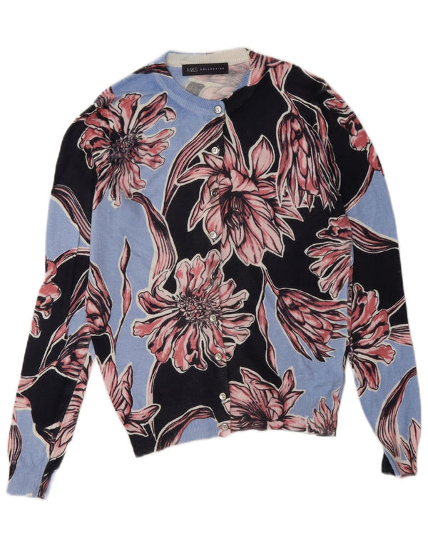 Pulover cardigan pentru femei Marks & Spencer UK 8 Small Blue Floral Viscose