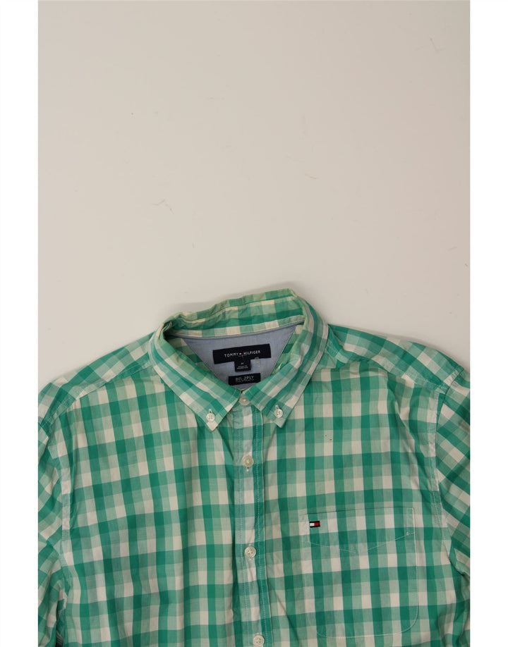 TOMMY HILFIGER Mens Shirt Medium Green Check Cotton 80s Vintage Tommy Hilfiger and Second-Hand Tommy Hilfiger from Messina Hembry 