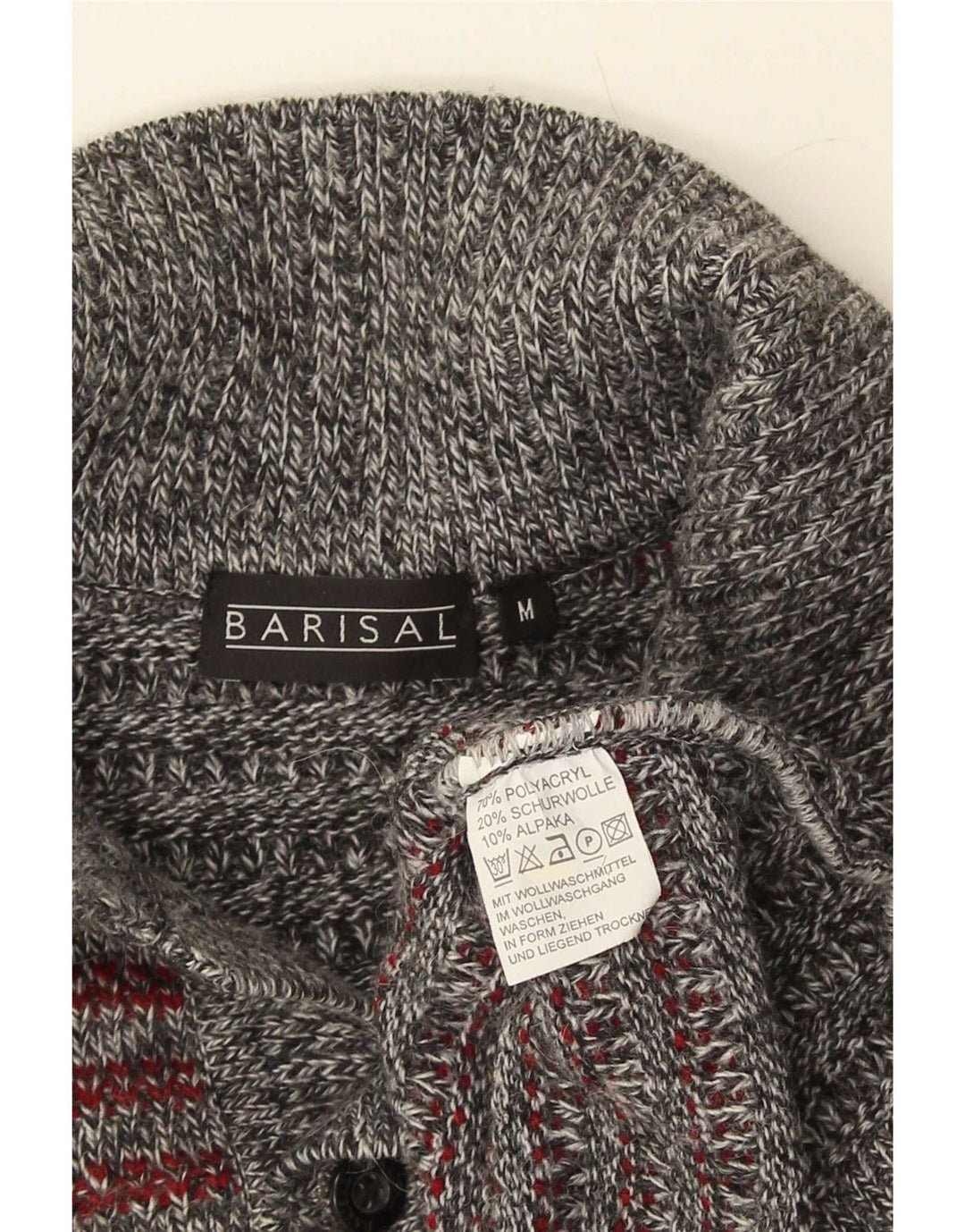 Barisal Herre Polo Neck Jumper Sweater Medium Grå Stribet Polyacryl