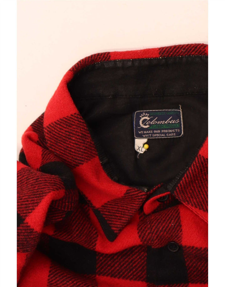 Colombus Camicia da uomo in flanella XL Poliestere rosso a quadretti