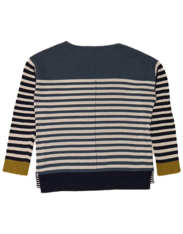 White Stuff Womens Boat Neck Jumper Sweater UK 8 Small Blue Striped