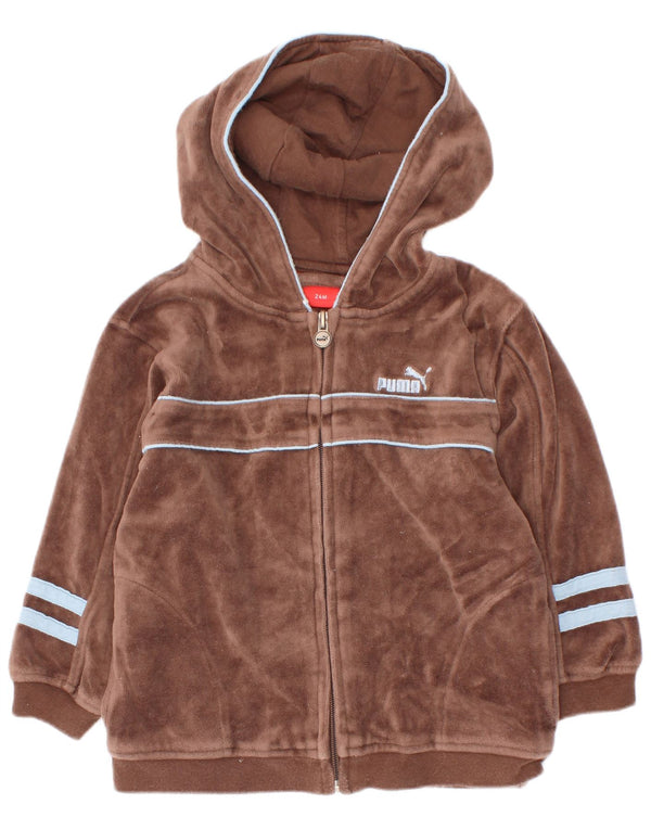 Felpa con cappuccio e zip in velour Puma da bambino, 18-24 mesi, color block marrone