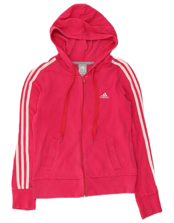 Adidas Damen Zip Hoodie Pullover UK 8 Small Rosa Baumwolle
