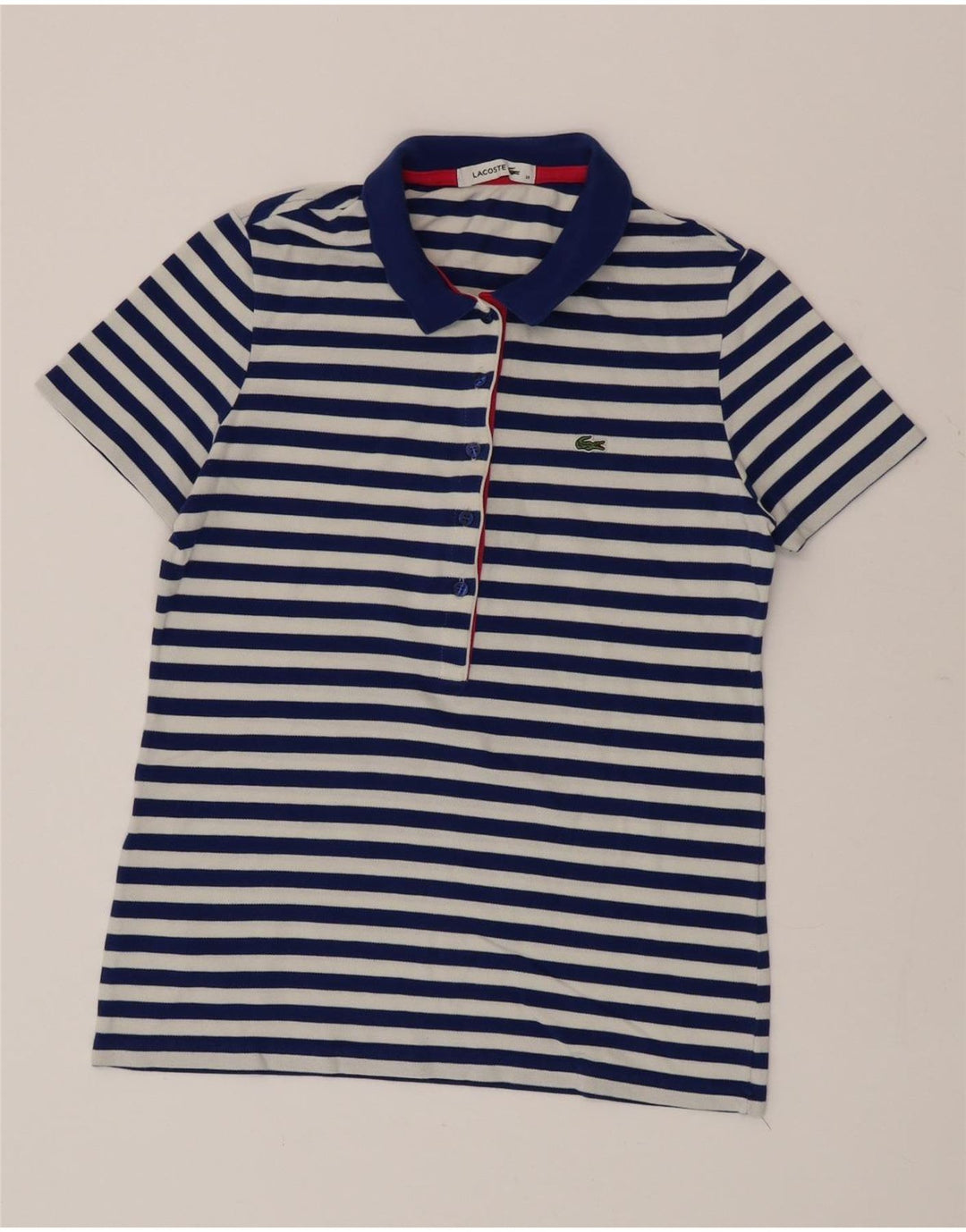 Polo da donna Lacoste taglia 38 in cotone a righe blu medio