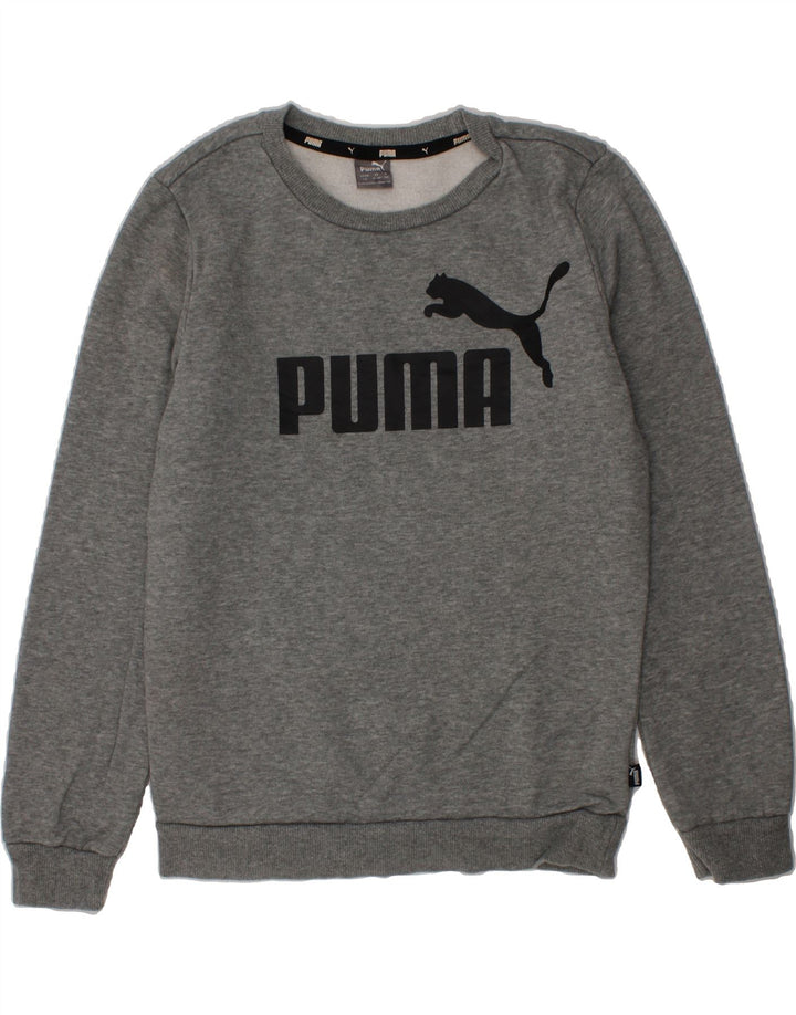 PUMA Boys Graphic Sweatshirt Jumper 11-12 Years Grey Cotton Vintage Puma and Second-Hand Puma from Messina Hembry 