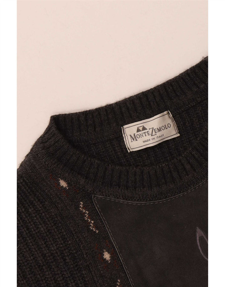 Montezemolo Mens Crew Neck Jumper Sweater Large Grey Classic