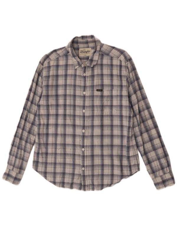 Camisa Wrangler Hombre XL Azul Marino Cuadros Algodón