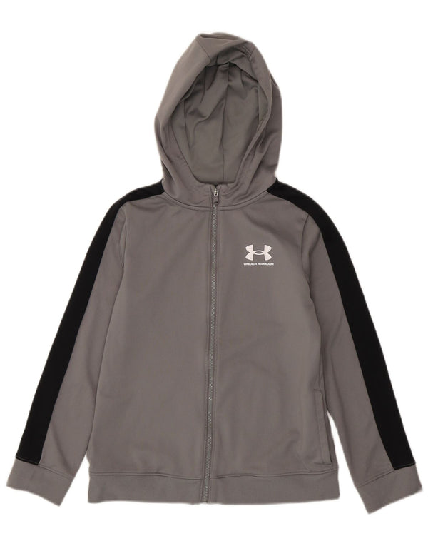 Under Armour Sweat à capuche zippé pour garçon 9-10 ans Gris moyen Colourblock
