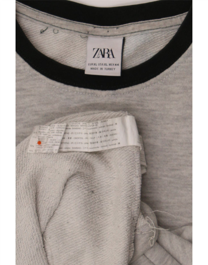 Zara Mens Sweatshirt Jumper XL Grey Colourblock Cotton