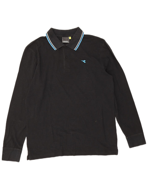Męska koszulka polo z długim rękawem Diadora XL, czarna bawełna