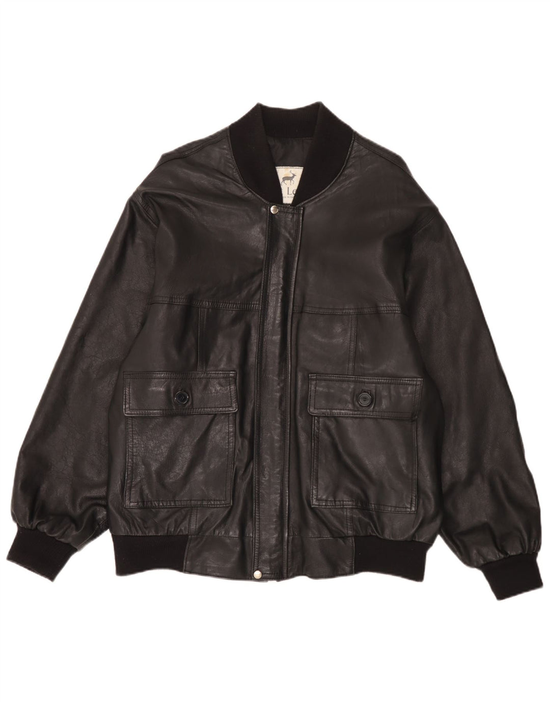 Vintage Mens Bomber Leather Jacket UK 42 XL Black Leather