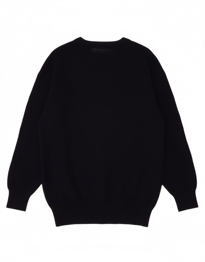 PRINGLE Womens V-Neck Jumper Sweater UK 14 Medium Navy Blue Colourblock