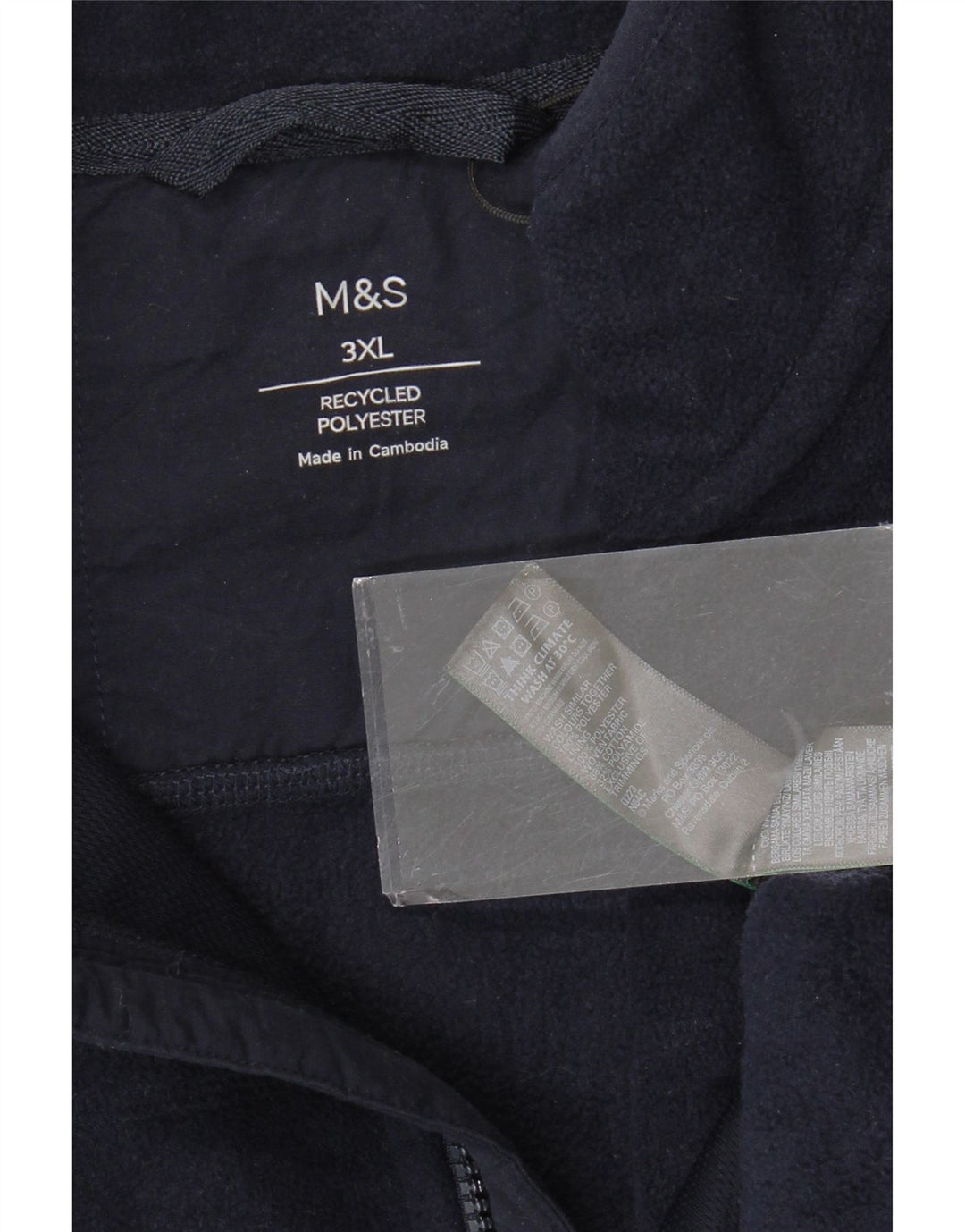 MARKS & SPENCER Mens Fleece Jacket UK 46 3XL Navy Blue Polyester