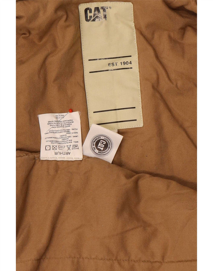 Caterpillar Mens Pea Coat UK 38 Poliéster Bege Médio