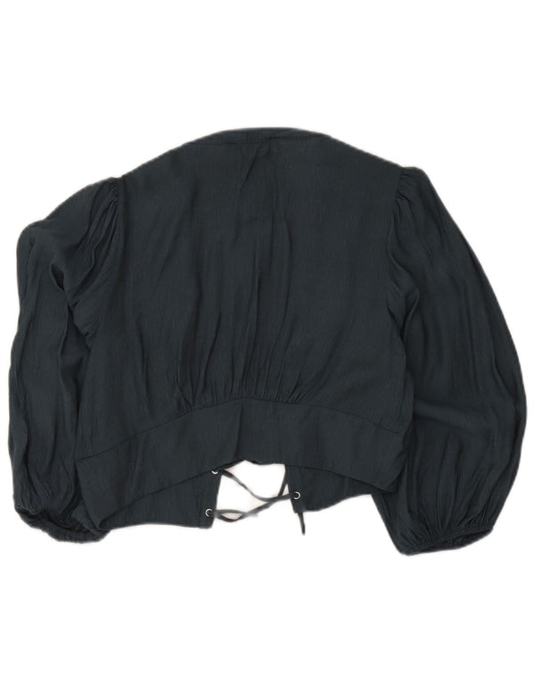 Oasis - Camicetta corta a maniche lunghe, vestibilità comoda, da donna, taglia UK 10, piccola, verde