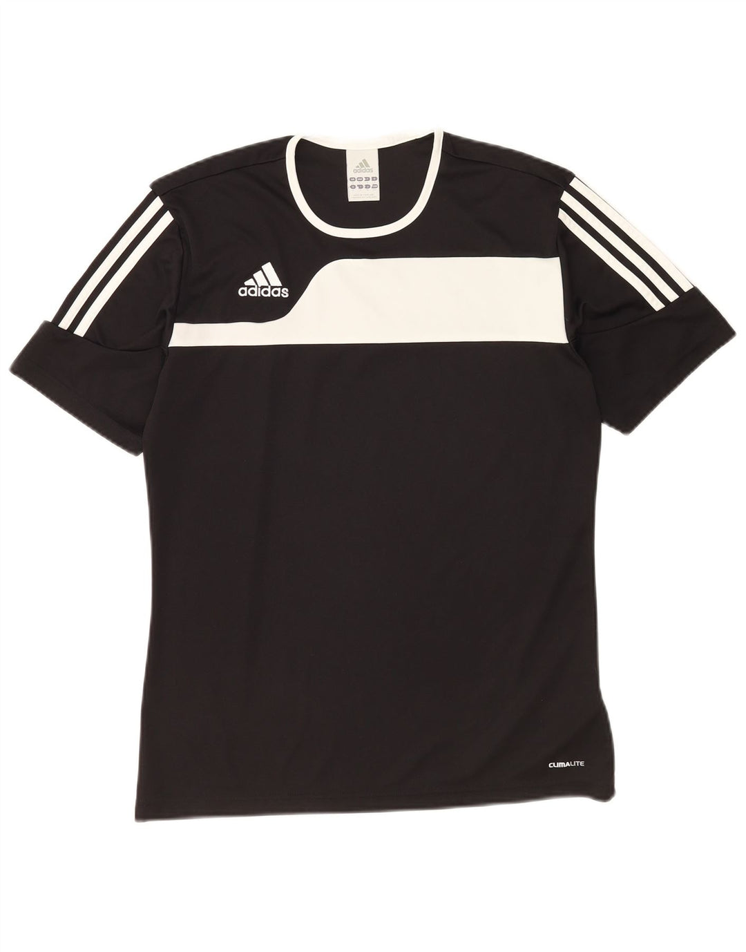 Adidas Mens Climalite T-Shirt Top Small Black Colourblock Polyester