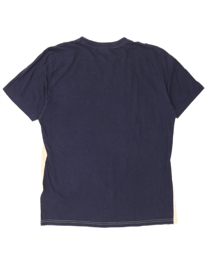 Fila Mens T-Shirt Top Small Navy Blue Colourblock Cotton