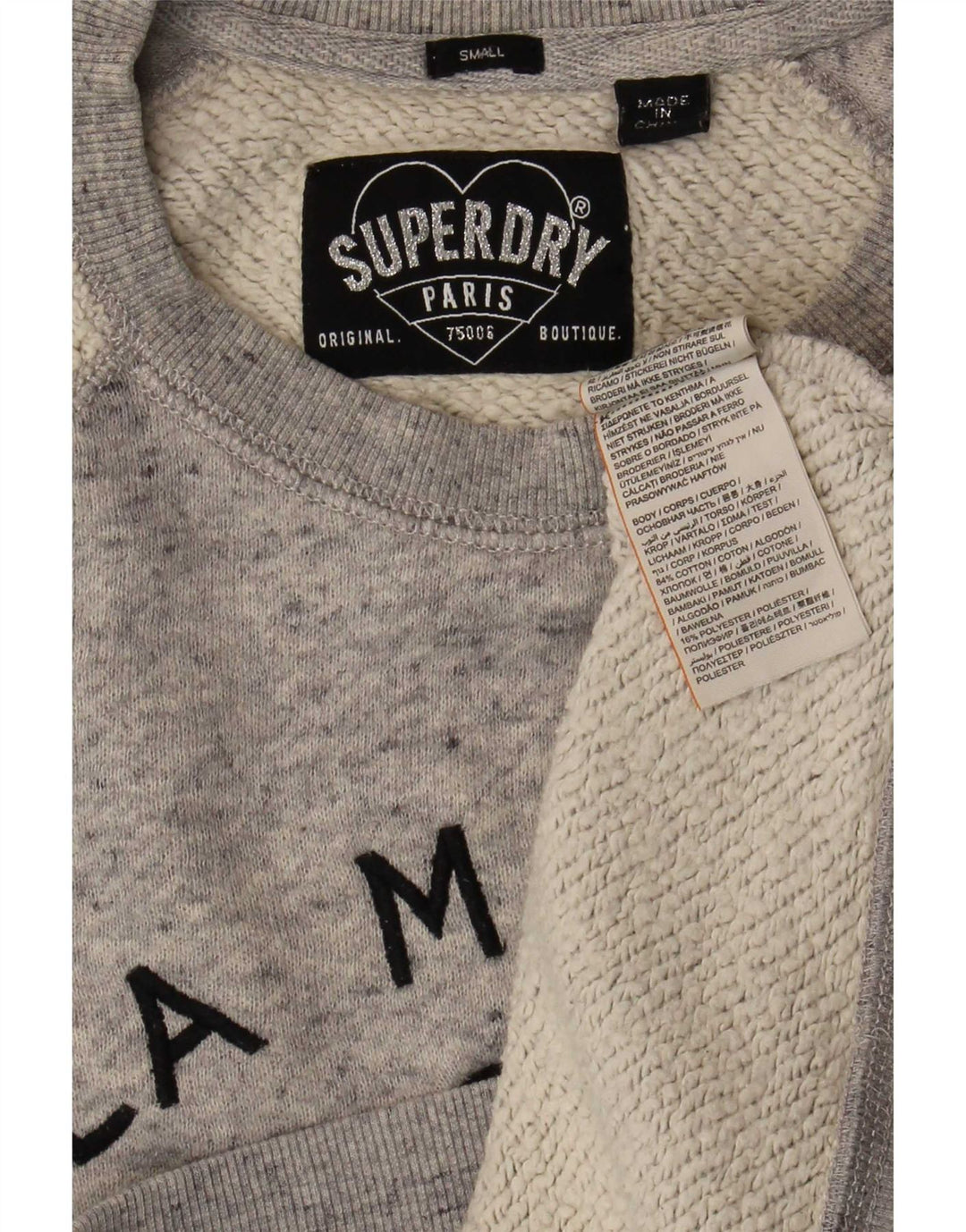 Superdry Womens Graphic Sweatshirt Jumper UK 10 Small Grey Colourblock