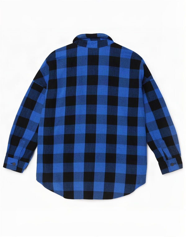 Camicia oversize in flanella da donna Zara UK 16 Large Blue Gingham Viscose